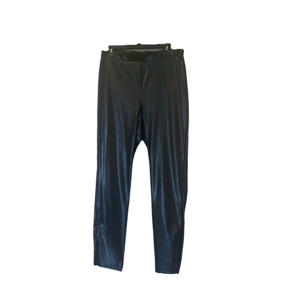 Halston Heritage Shiny Black Dress Pants Faux leather